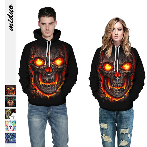 Halloween skull 3D digital printing couple autumn outfit