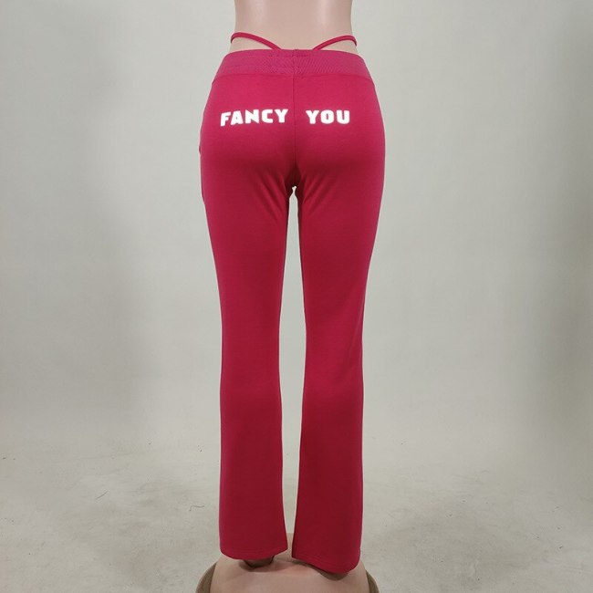 BOOFEENAA Reflective Stripe Letter Neon Fashion Sweatpants Womens Trousers Casual Flare Pants Streetwear Joggers C66-CI36