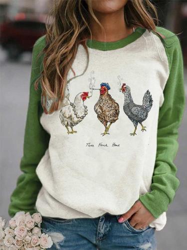 Women's Three French Hens Print Sweatshirt