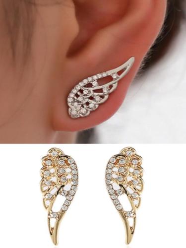 Women's Wing Stud Earrings Little Angel Wings Full Rhinestone Stud Earrings