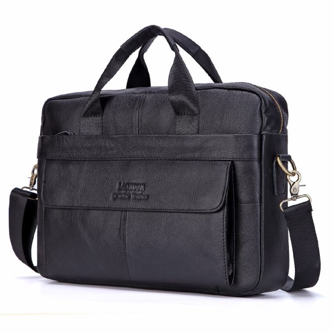 Men 100% Genuine Leather Handbags Casual Leather Laptop Bags Male Business Travel Messenger Bags Men's Crossbody Shoulder Bag
