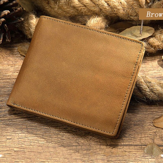 New Soft Leather Wallet Ultra thin Men's Genuine Leather Wallets Man Small card holder Wallets Vintage Short Purse for Male