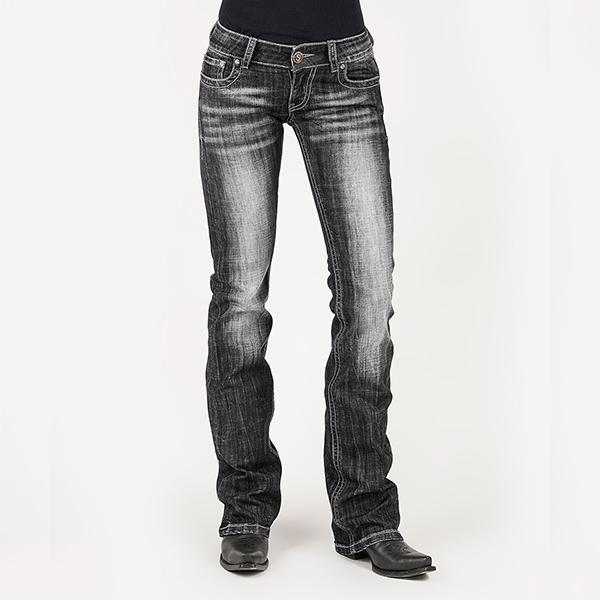 Women's Blue Arrow Washed Bootcut Riding Jeans