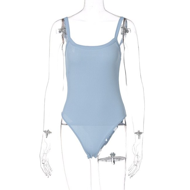 BOOFEENAA 2021 Summer Rib Knit Sleeveless Bodysuit Sexy Tank Tops Women 2021 Casual Bodycon Body Suit White Blue C70-AI11