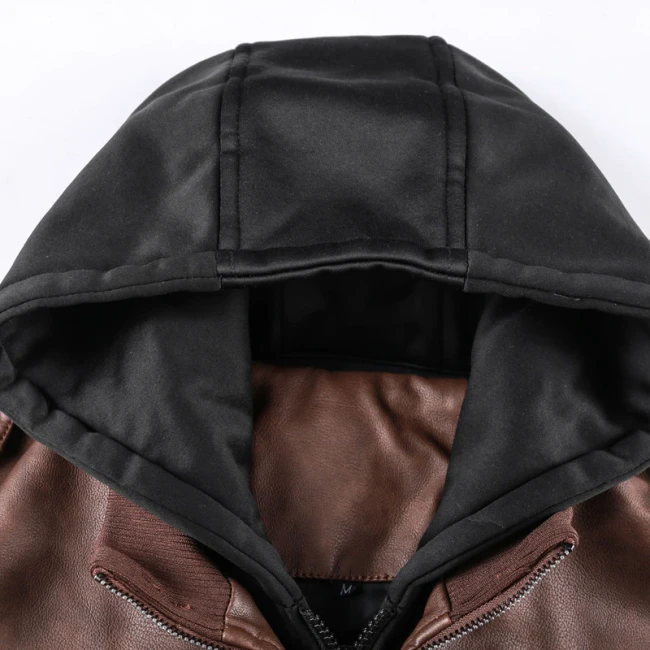 Leather Jacket Men's Jacket Motorcycle Hooded Pu Leather Jacket 2020 New Male Oblique Zipper European size jaqueta couro