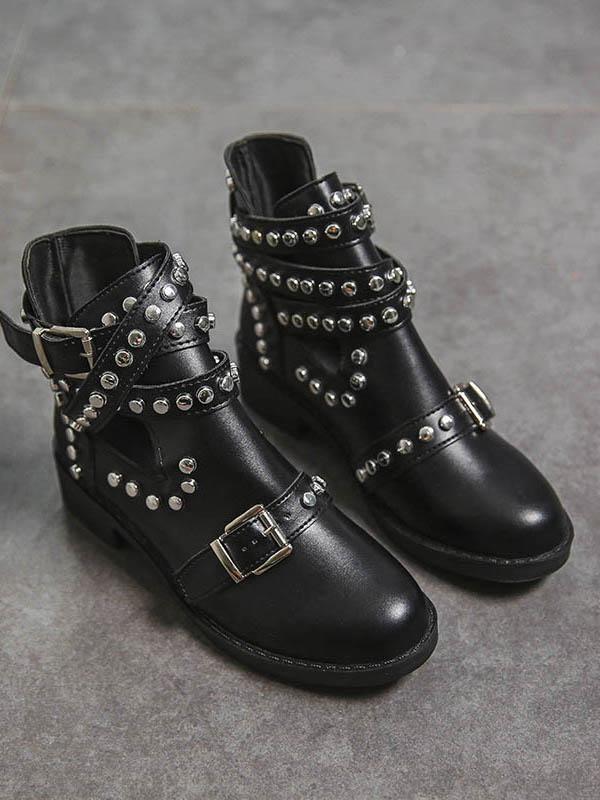 Women's Black Studded Martin Boots