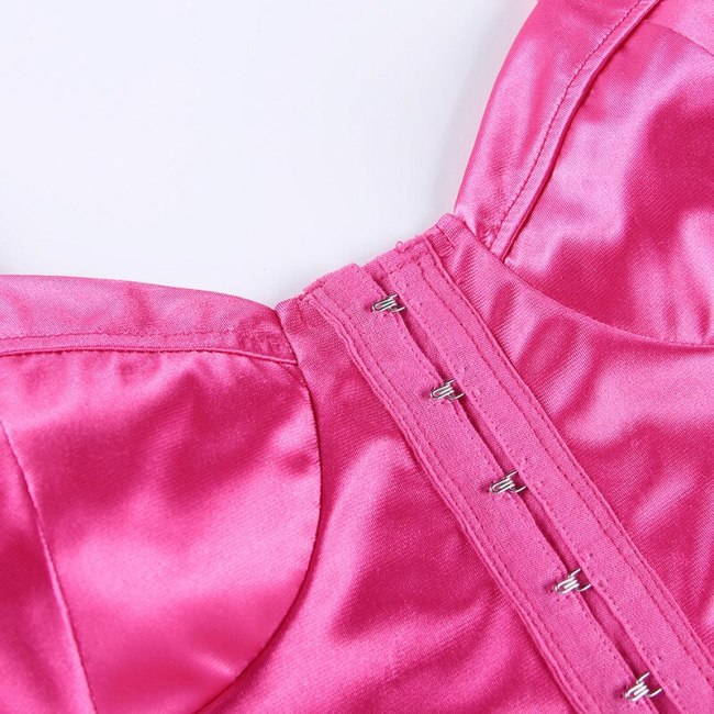 BOOFEENAA Sexy Satin Cami Corset Top Fashion 2021 Summer Clothes for Women Clubwear Backless V Neck Crop Tank Tops C66-BG10