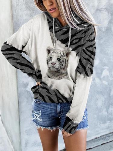 Women's animal print color block hoodie
