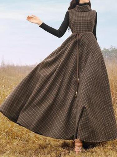 Vintage Wool Plaid Sleeveless Dress