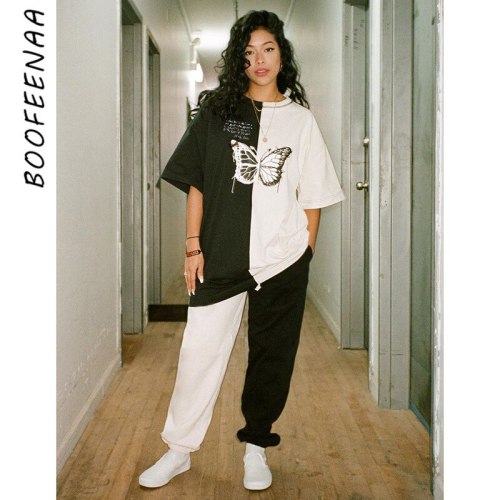 BOOFEENAA Butterfly Graphic T Shirts Women Streetwear 2020 Summer Tops Vintage Harajuku Hip Hop Oversized T Shirt Femme C67-AA37