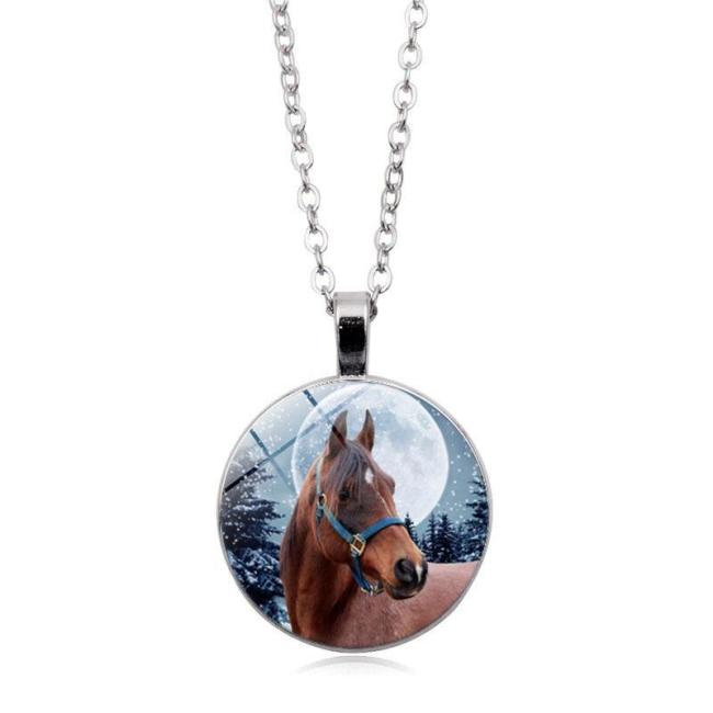 Animal and Horse Time Jewel Pendant Necklace