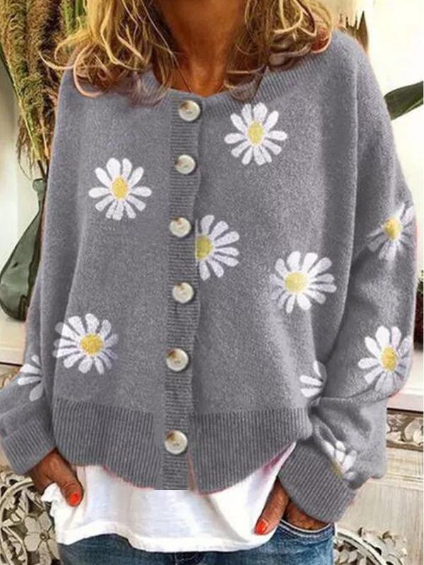 Little daisy loose knit cardigan casual jacket sweater women