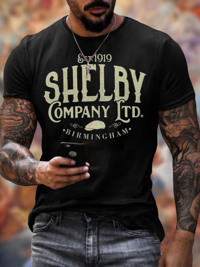 Mens Retro Shelby Company Peaky Blinders Printed T-shirt