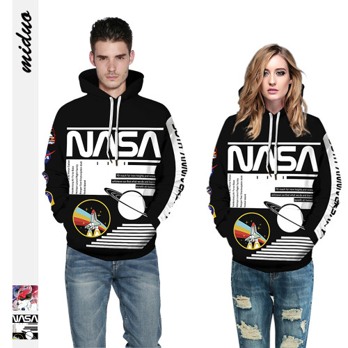 NASA spaceship digital print women's hooded sweatshirt