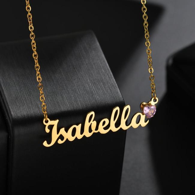 Goxijite Custom Name Necklace For Women Personalized Birthday Heart Stone Statement Choker Necklaces Gift Birthstone Jewelry