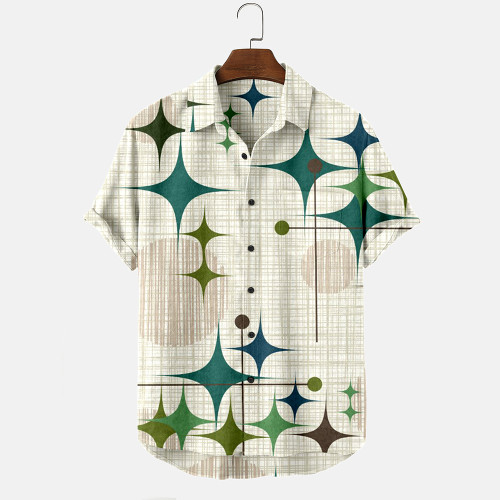 Shibely Men's Geometric print casual shirt