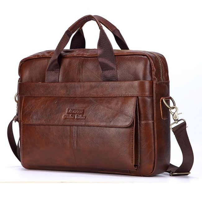 Men 100% Genuine Leather Handbags Casual Leather Laptop Bags Male Business Travel Messenger Bags Men's Crossbody Shoulder Bag