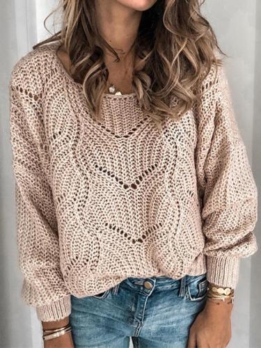 Solid Color Cutout Sweater