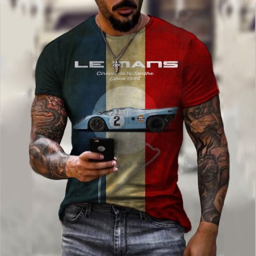 Men's Retro Car Print Short Sleeve T-Shirt