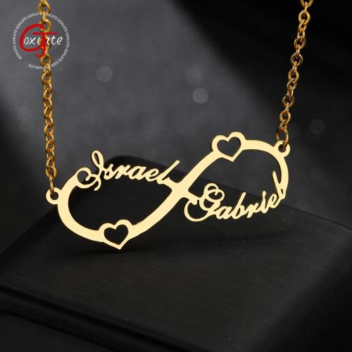 Goxijite Customize Infinite Name Layer Necklace For Women Personalized Gold Stainless Steel Custom Name Jewelry friend gift