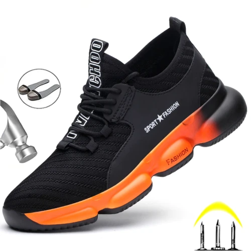 Work Sneakers Lightweight Men Work Shoes Safety Boots Anti-puncture Work Boots Men Anti-smash Industrial Shoes Plus Size 47 48