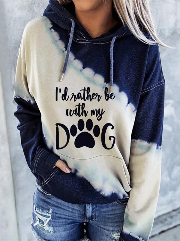 Women's I'd Rather Be With My Dog dog paw print sweatshirt