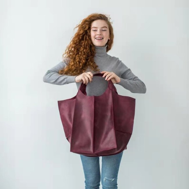 Vintage Oil Wax Leather Large Capacity Tote Women Shoulder Bags Design Brand Handbag Luxury Soft Hand Bag Big Shopper Purse 2021