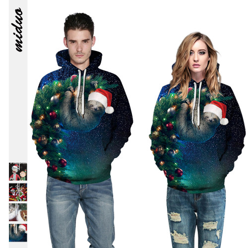 Christmas tree lazy digital printing couple sweater