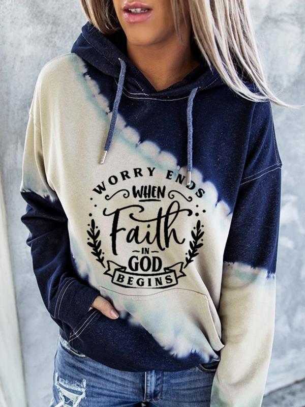 Women's WORRY ENDS WHEN FAITH IN GOD BEGINS print sweatshirt