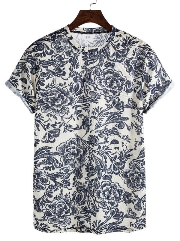 Men's ethnic elements 3d digital printing fashion round neck short sleeve T-shirt