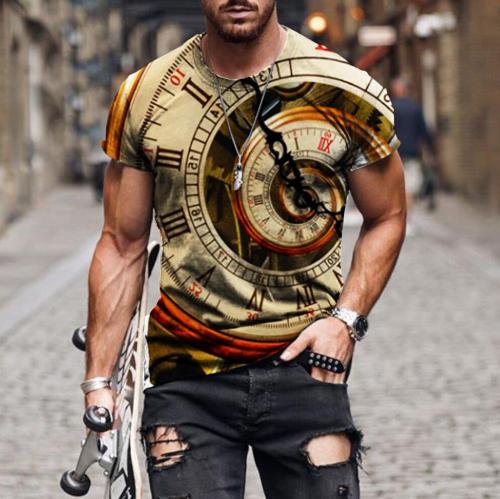 Men's spin time psychedelic print short sleeve T-shirt