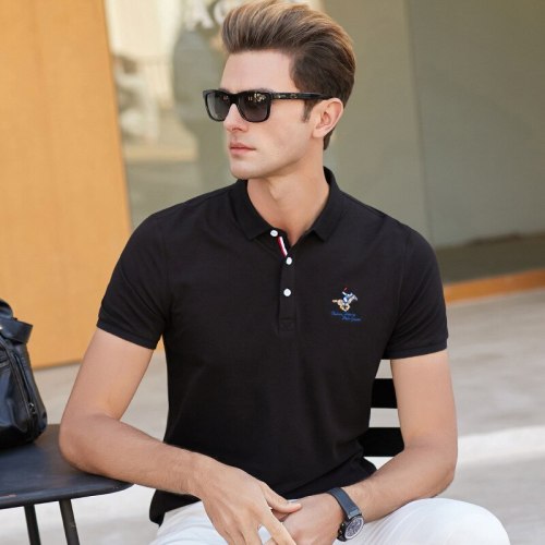 2021 Brand Polo Shirt Men Summer Short Sleeve Plus Size Homme Clothing Designer High Quality Embroidery Black Fashion Solid Tops