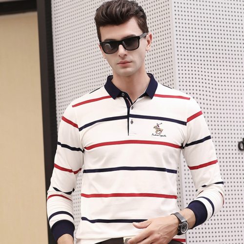 2021 Brand Fall Winter Polo Shirts Mens Clothing Shirts For Camisas De Hombre Tops Long Sleeve Plus Size Fashion Striped Clothes