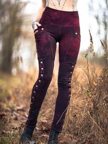 Women's Burgundy Soldier Leggings