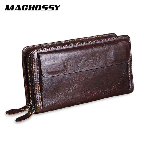 Luxurious men Clutch men's Genuine Leather Wallest Long Wallet Large Capacity Double Zipper Wallet Phone Bag For Male Clutch