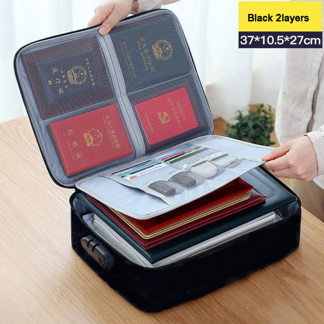 Large Capacity Multi-Layer Document Tickets Storage Bag with Lock