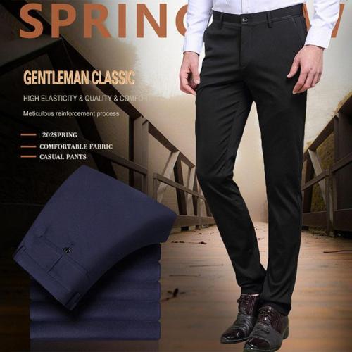 New Slim High Stretch Men's Casual Pants Sunmmer Classic Solid Color Business Casual Wear Formal Suit Pants Dropshipping