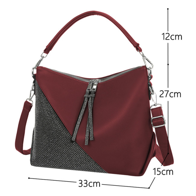 Rivet Leather Stitching Handbag Diamond Studded Ladies Messenger Bags