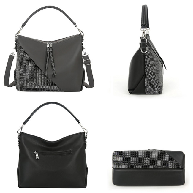 Rivet Leather Stitching Handbag Diamond Studded Ladies Messenger Bags