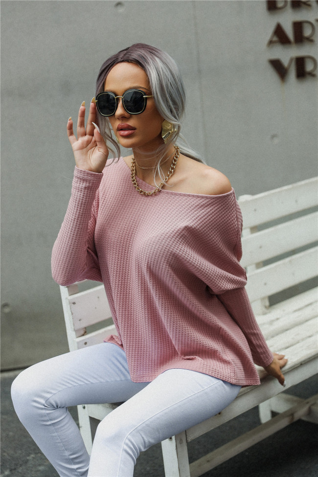 Women's solid color casual T-shirt loose top