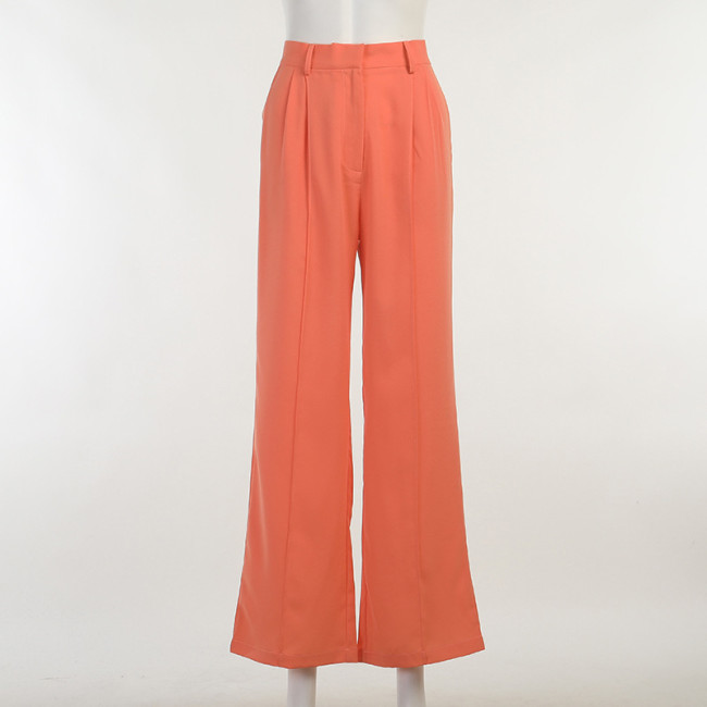 Simple solid color wide-leg trousers