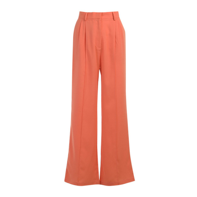 Simple solid color wide-leg trousers
