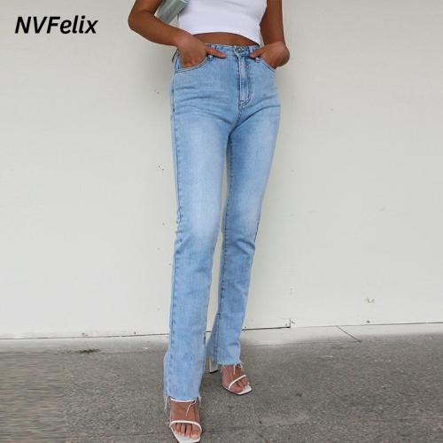 Classic High Waist Mom Jeans Women Blue Flare Stretch Denim Pants Fashion Washed Five Pockets Baggy Jean Straight Trousers
