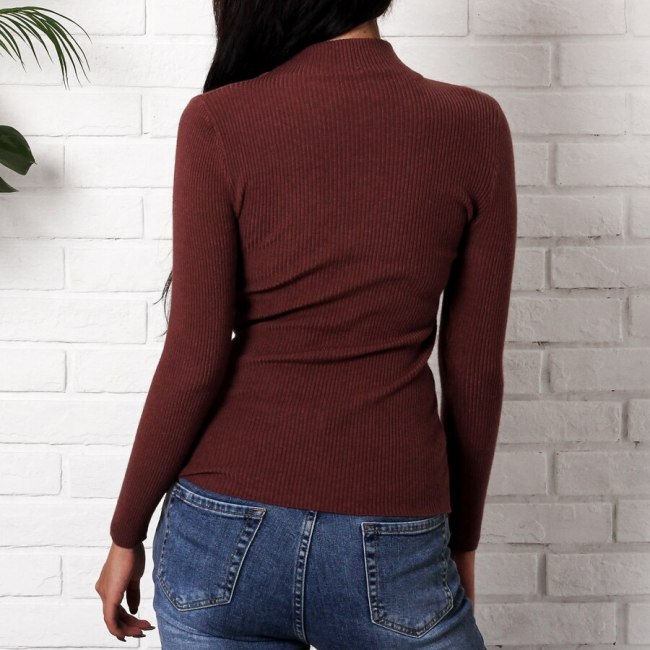 Casual Autumn Winter Sweaters Fashion 2018 Women V Neck Slim Jumpers Knitted Sweater Ladies Pullover Zipper Sweater Sueter Mujer