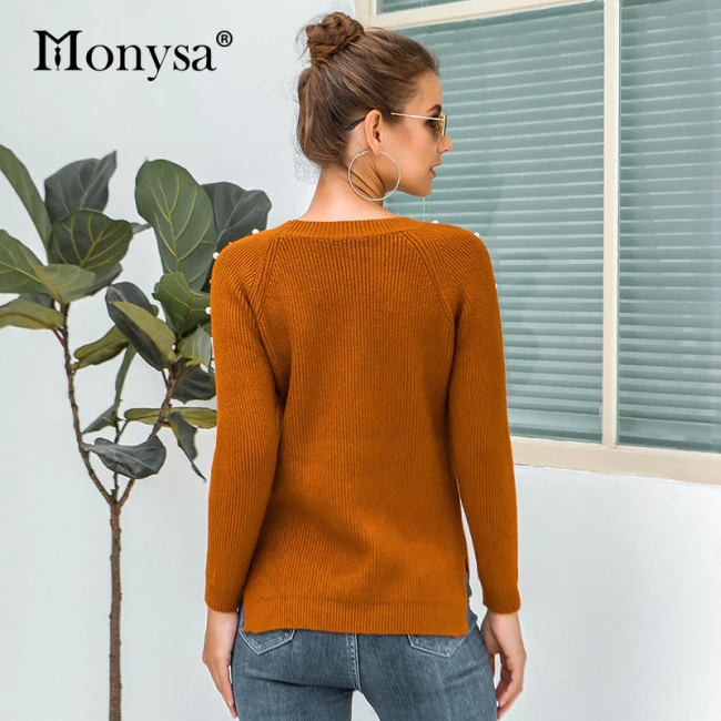 Pullover Beading Sweater 2019 Autumn Winter Long Sleeve Knitted Sweaters Ladies Casual Red Christmas Sweater Black White