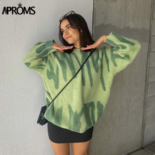 Aproms Multi Striped Knitted Soft Sweaters Women Autumn Winter Long Jumpers Oversized Pullovers Streetwear Loose Outerwear 2021