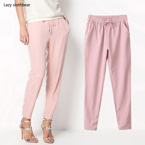 harem pants seven-color elastic waist women's trousers lace-up casual pants