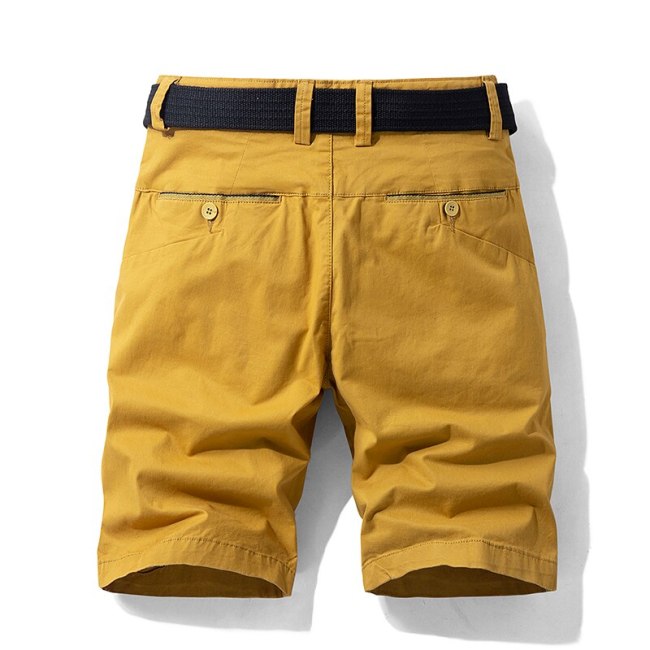Luulla Men Summer New Casual Loose Fit Pockets Cargo Short Pants Men Solid Color Belted Messenger Cargo Shorts Men Pants Men