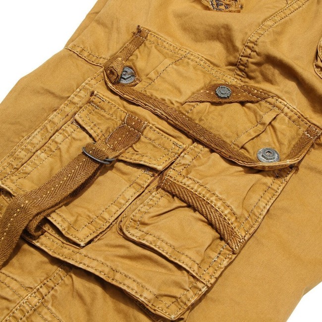 Men New Pockets Casual Military Solid Color Cargo Shorts Men Multi-pocket Army Washed Cotton Bermuda Fashion Bottoms Shorts Men