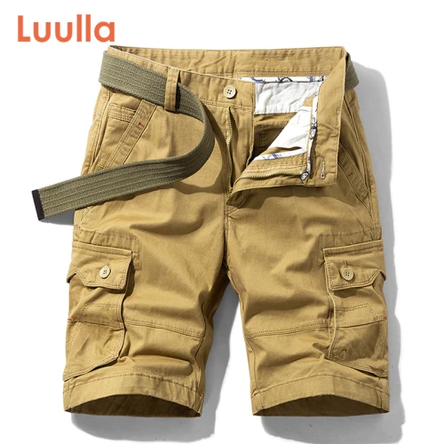 Oiata Men 2021 Summer New Casual Vintage Classic Pockets Loose Fit Cargo Shorts Men Outwear Fashion Twill 100% Cotton Shorts Men
